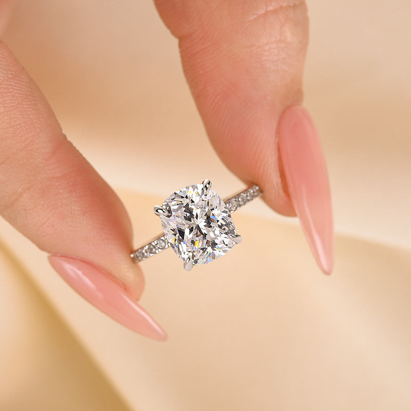 Louily Cushion Cut Engagement Ring In Sterling Silver - louilyjewelry