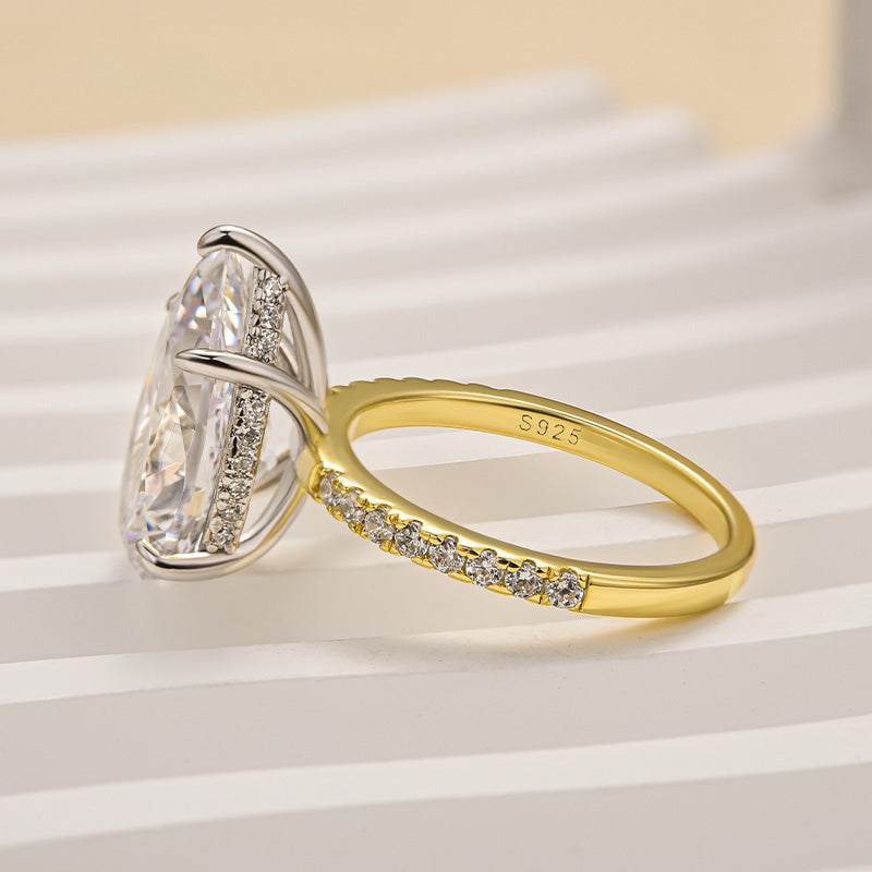 Louily Excellent Yellow Gold Pear Cut Engagement Ring For Women - louilyjewelry