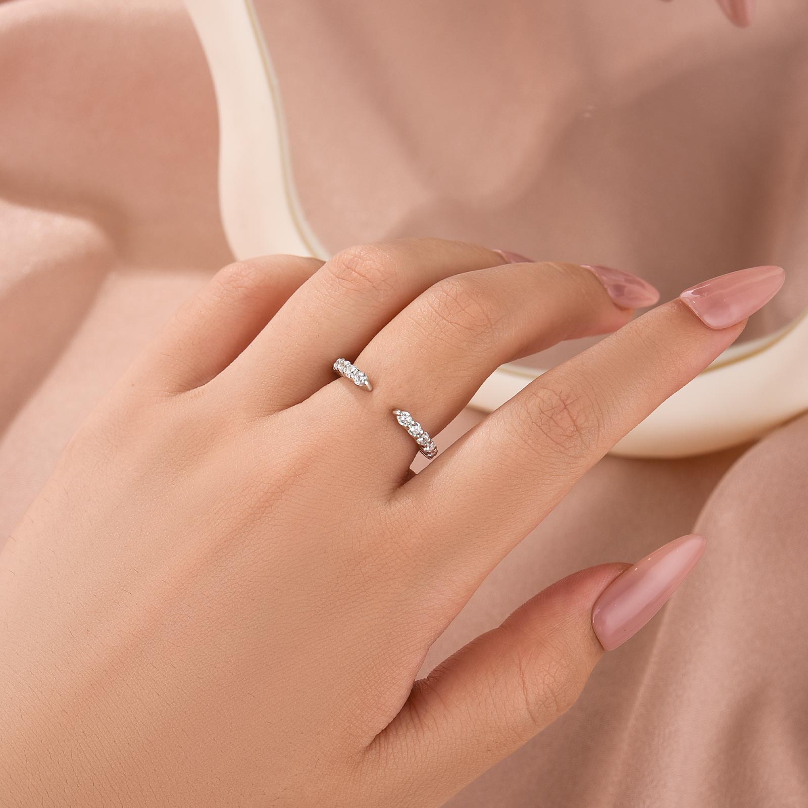 0.7Ct Classic Open Wedding Band In Sterling Silver