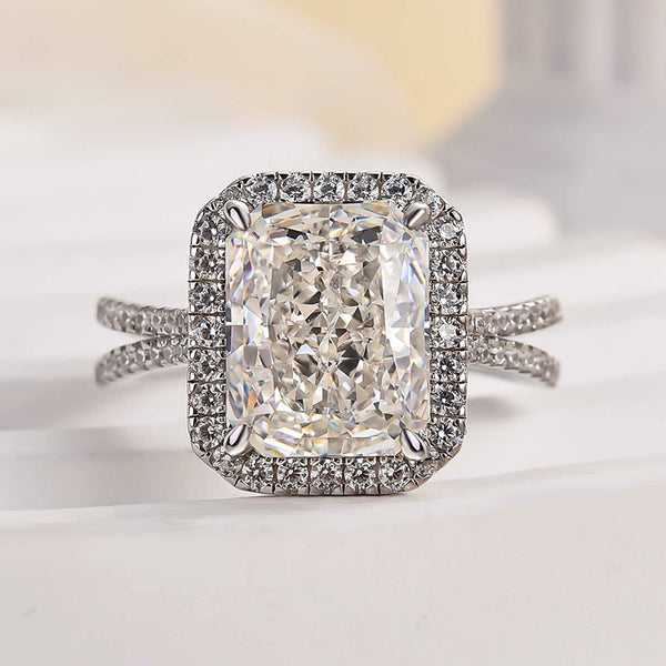 Louily Noble Split Shank Halo Radiant Cut Engagement Ring