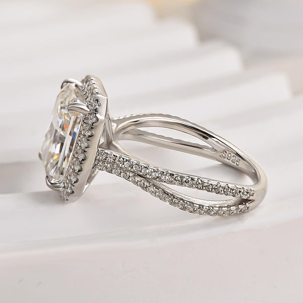 Louily Noble Split Shank Halo Radiant Cut Engagement Ring