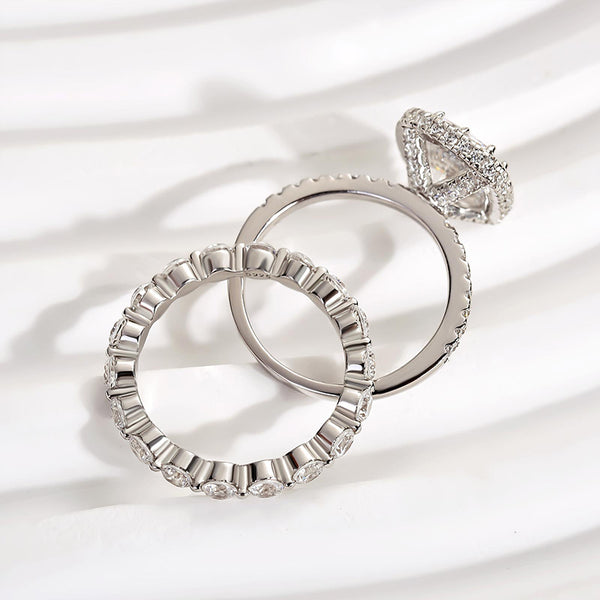 Louily Shining Cushion Cut Wedding Set