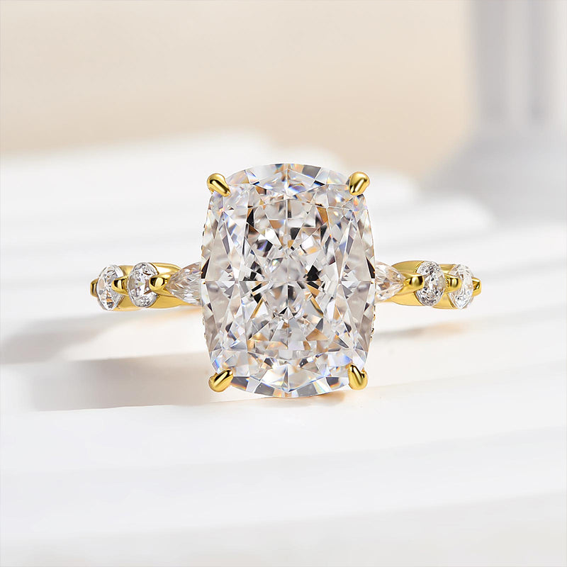 Louily Honorable Yellow Gold Crushed Ice Cushion Cut Engagement Ring - louilyjewelry