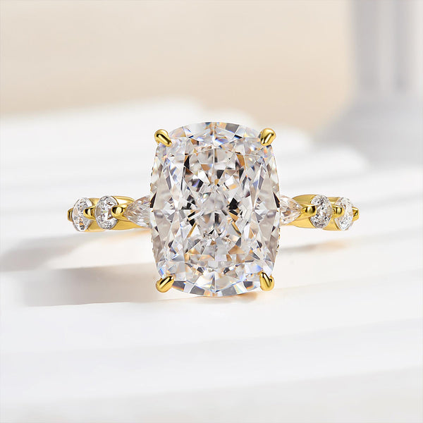 Louily Honorable Yellow Gold Crushed Ice Cushion Cut Engagement Ring