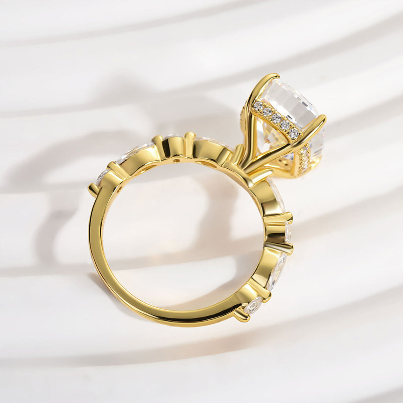 Louily Honorable Yellow Gold Crushed Ice Cushion Cut Engagement Ring - louilyjewelry