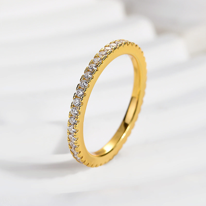 Louily Classic Full Eternity Thin Wedding Band For Women In Sterling Silver - louilyjewelry