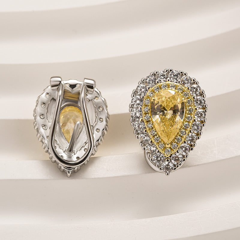 Louily Yellow Stone Pear Cut Women's Stud Earrings - louilyjewelry