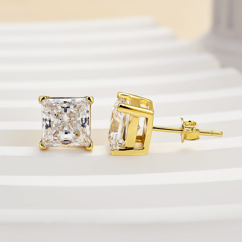 Louily Sterling Silver Classic Square Princess Cut Stud Earrings - louilyjewelry