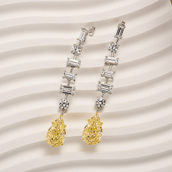 Louily Dainty Pear Cut Yellow Stone Drop Earrings