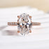Rose gold oval cut engagement ring front view