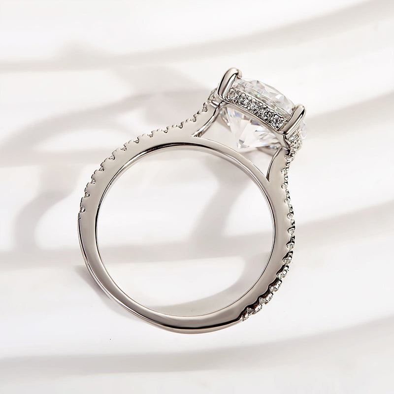 Louily Luxurious Round Cut 4 Prong Engagement Ring For Women In Sterling Silver - louilyjewelry