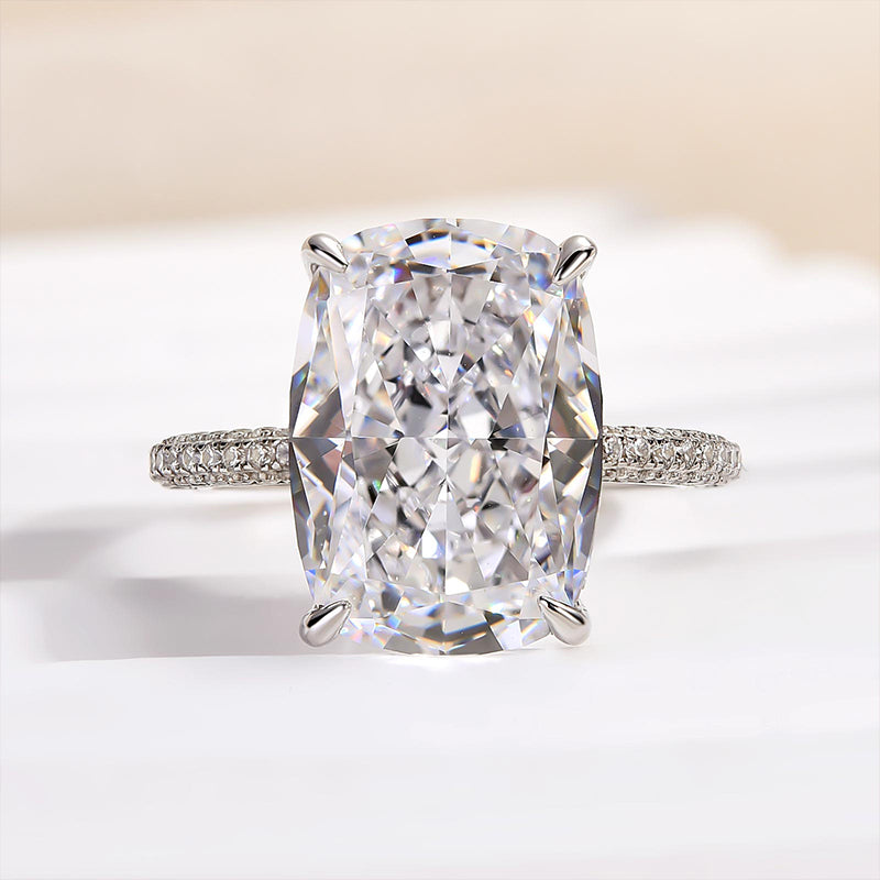 Louily Luxurious Elongated Cushion Cut Engagement Ring For Women In Sterling Silver - louilyjewelry