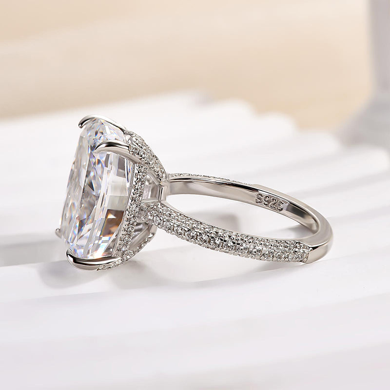 Louily Luxurious Elongated Cushion Cut Engagement Ring For Women In Sterling Silver - louilyjewelry