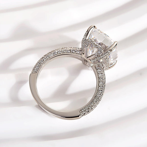 Louily Luxurious Elongated Cushion Cut Engagement Ring For Women In Sterling Silver