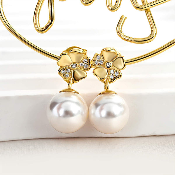 Louily Elegant Pearl Earrings In Sterling Silver For Woman