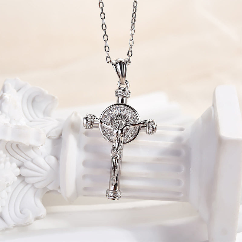 Louily White Gold Cross Design Pendant Necklace In Sterling Silver - louilyjewelry