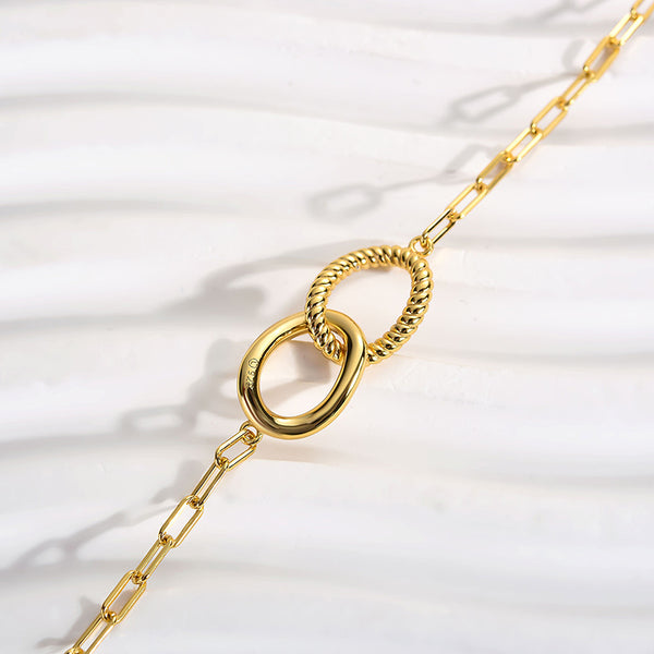 Louily Yellow Gold Small Plain Circle Pendant Necklace In Sterling Silver