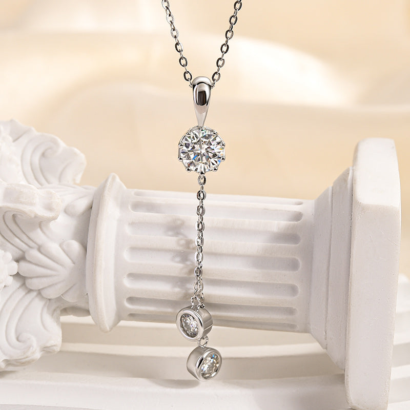 Louily Fashion Moissanite Round Cut Pendant Necklace - louilyjewelry