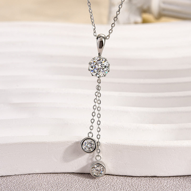 Louily Fashion Moissanite Round Cut Pendant Necklace - louilyjewelry