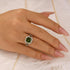 Louily Vintage Green Stone Split Shank Cushion Cut Engagement Ring - louilyjewelry