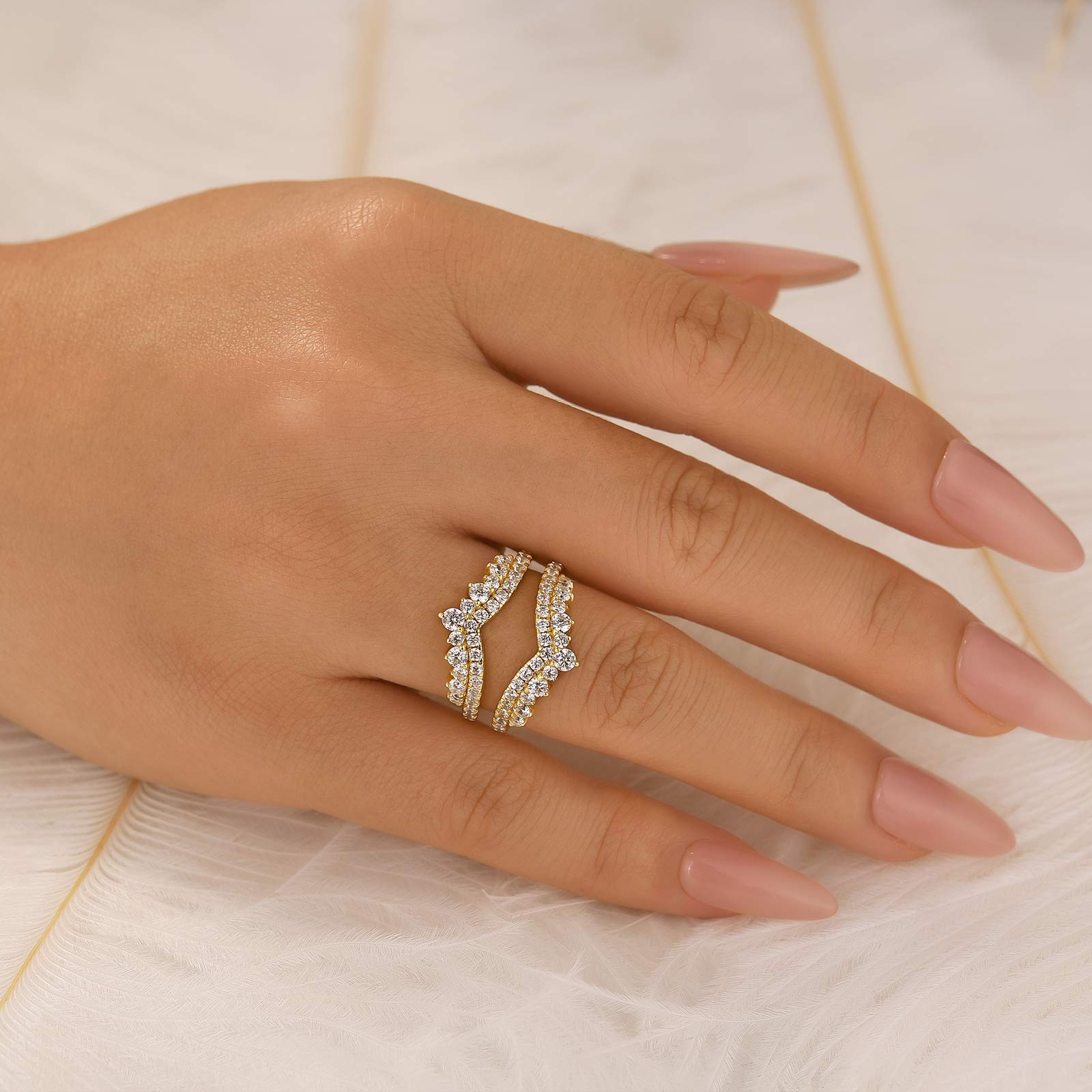 Pavé Full Eternity Enhancer White/Yellow Gold Wedding Band