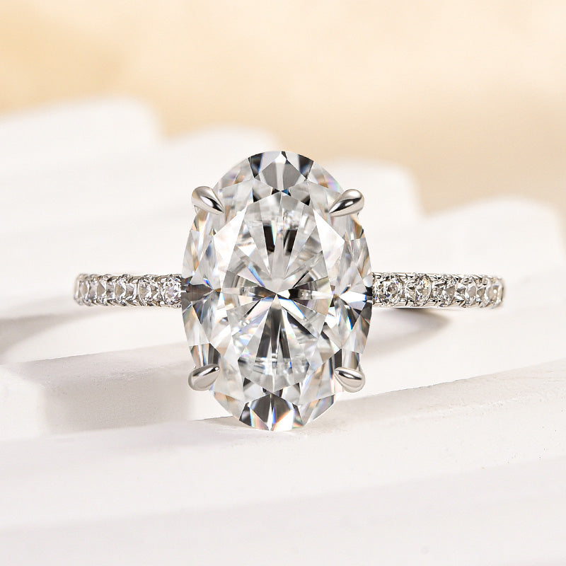 Louily Moissanite 4.0 Carat Oval Cut Engagement Ring - louilyjewelry