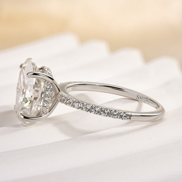 Louily Classic Oval Cut Engagement Ring In Sterling Silver