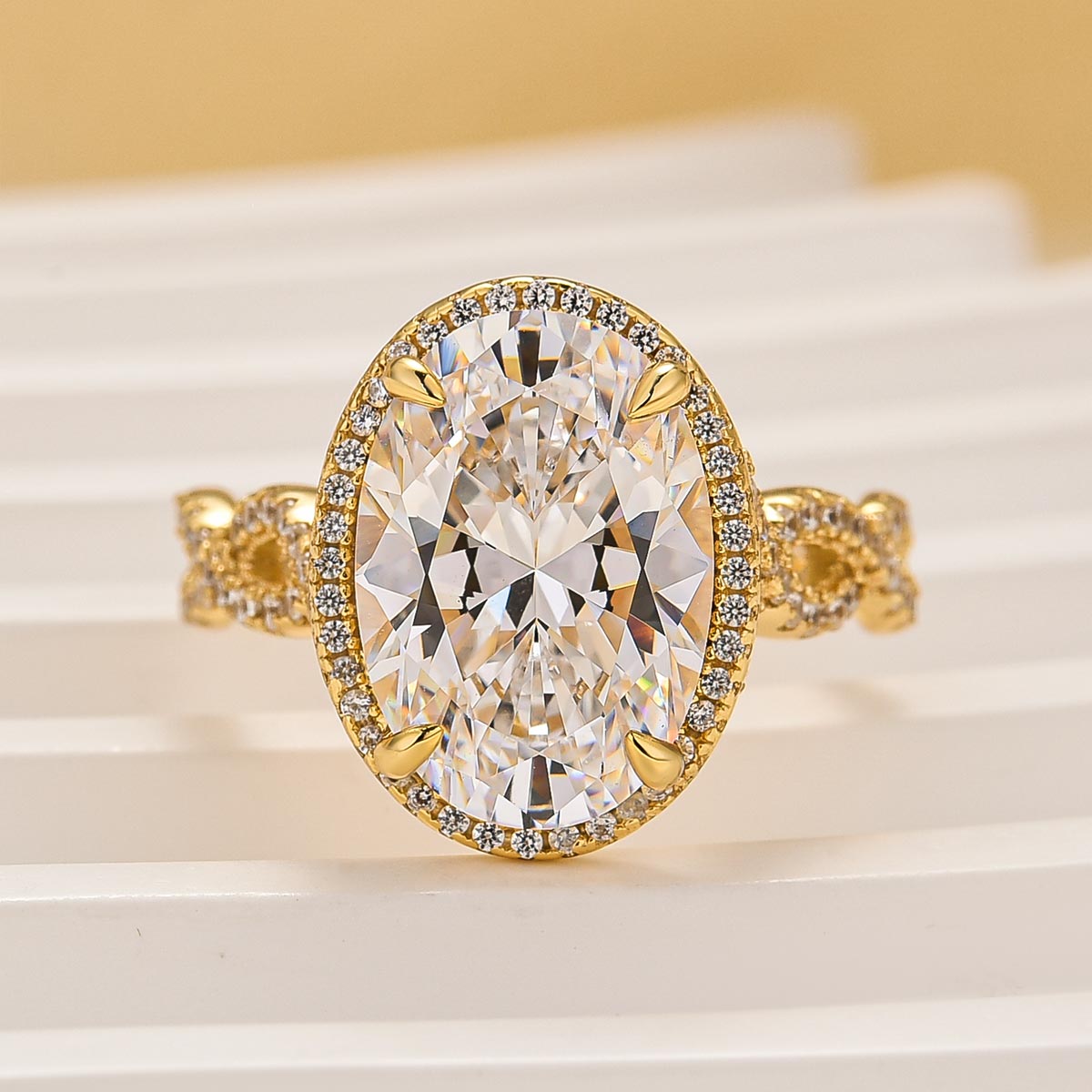 4.5Ct Oval Cut Twist Engagement Ring Travel Rings In Sterling Silver