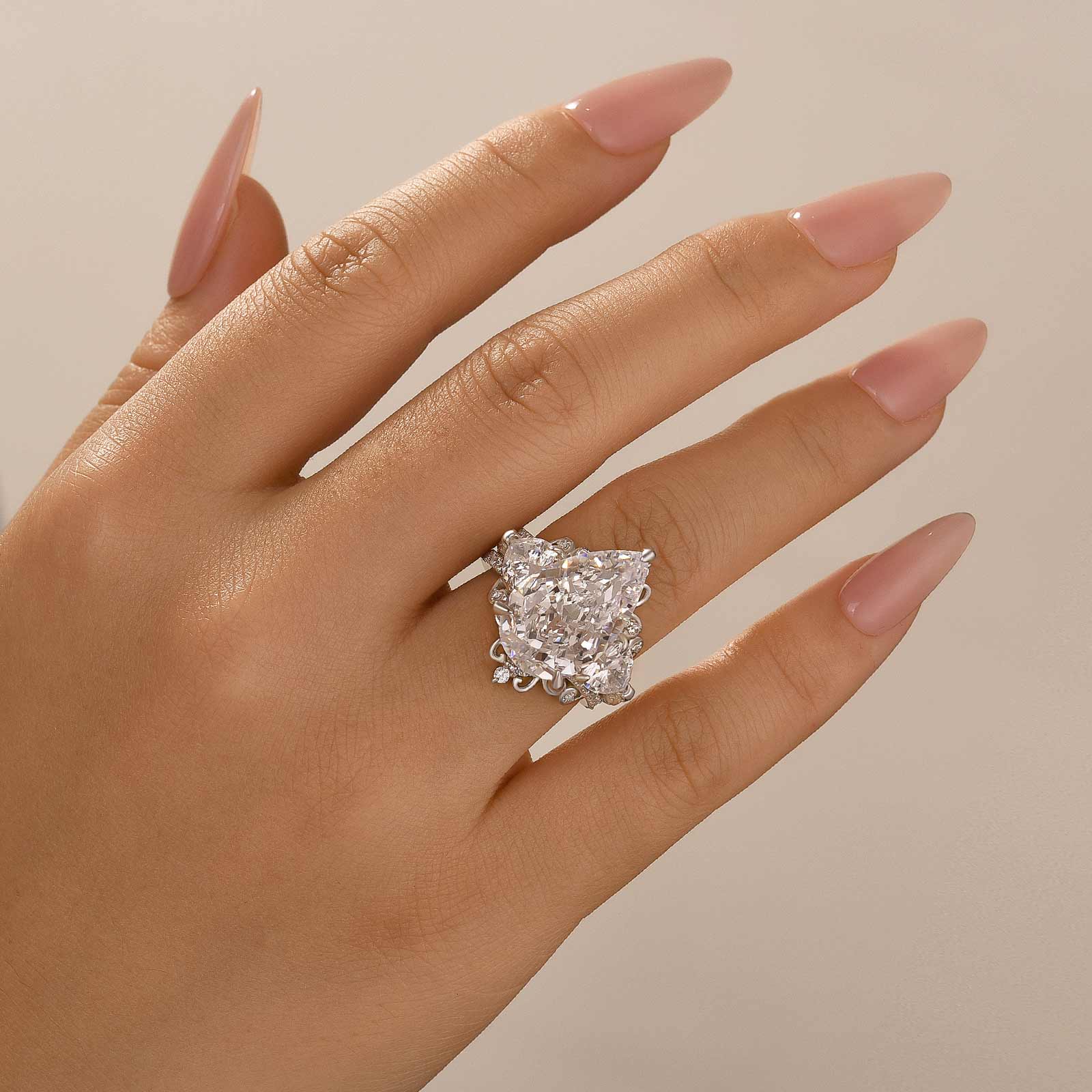 8.0 Carat Pear Cut Three Stone Insert Wedding Ring Set With Engagement Ring Enhancer