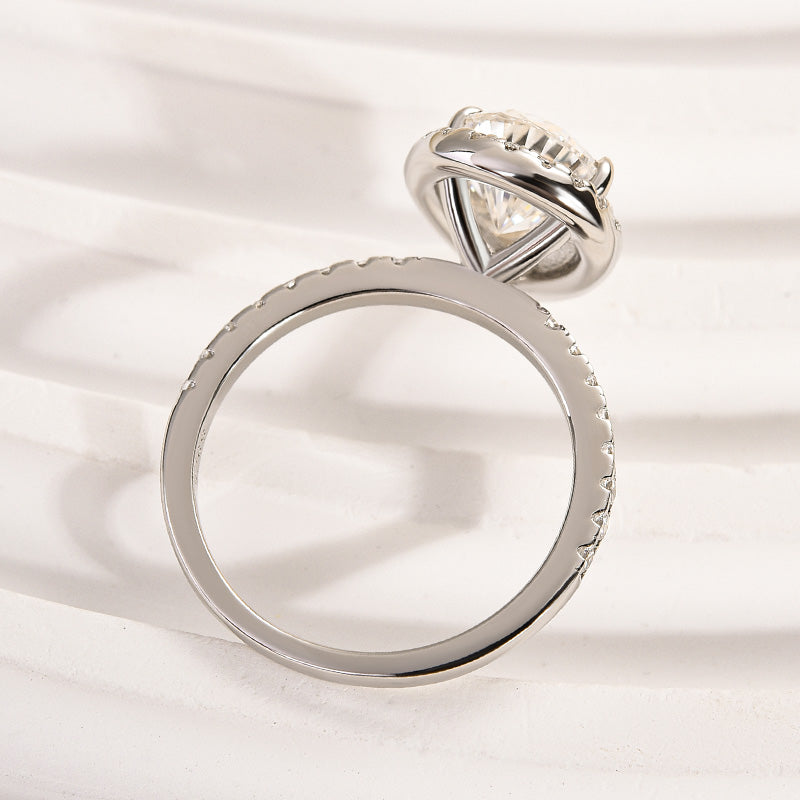 Louily Moissanite 3.0 Carat Halo Pear Cut Engagement Ring - louilyjewelry
