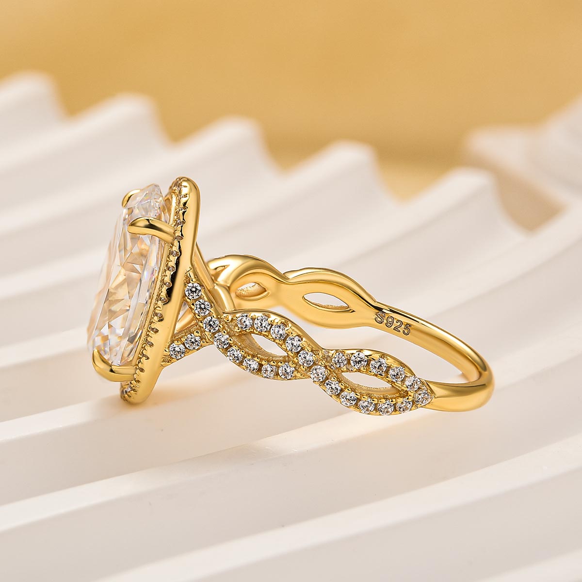 4.5Ct Oval Cut Twist Engagement Ring Travel Rings In Sterling Silver