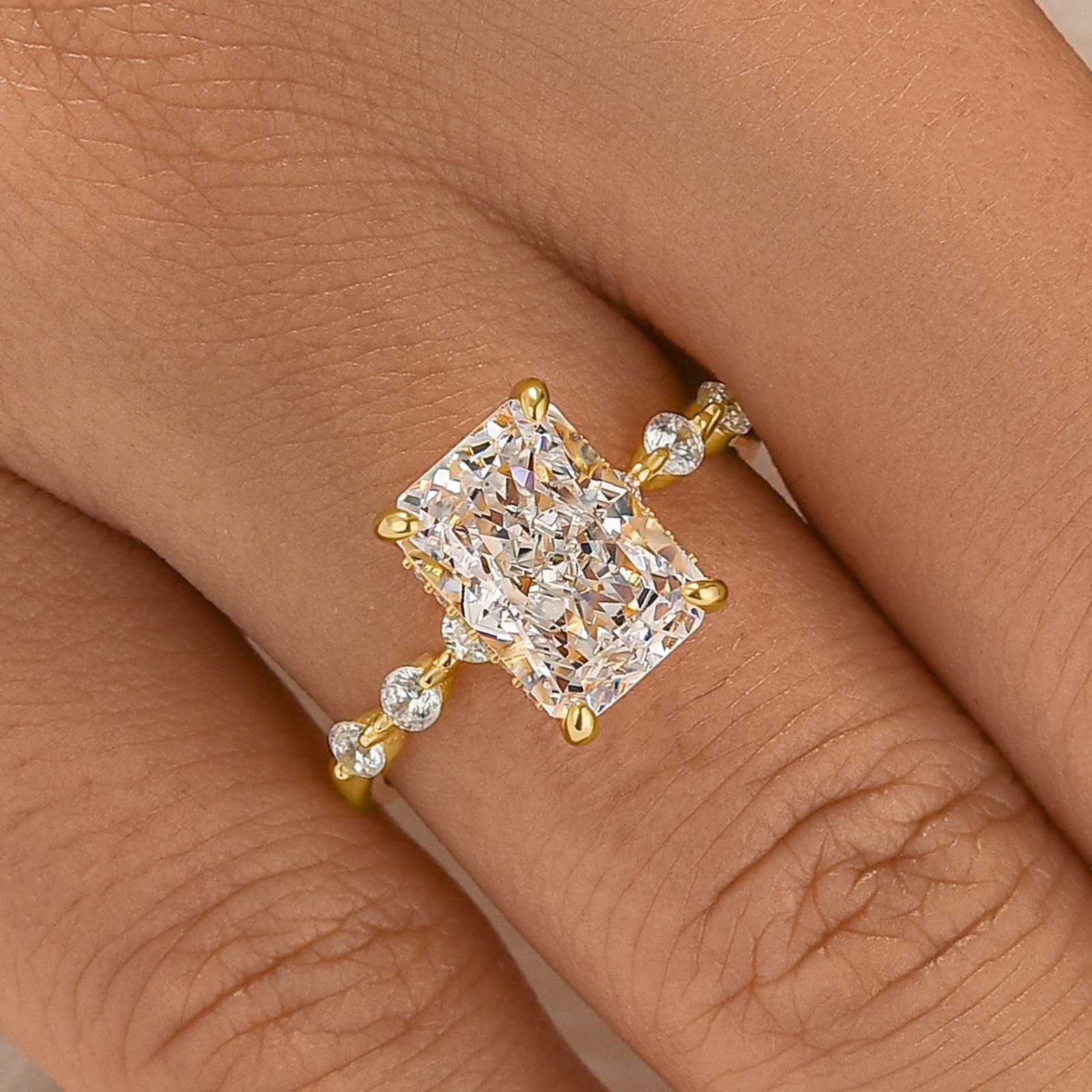 3.5Ct Radiant Cut Engagement Ring Travel Ring For Her In Sterling Silver