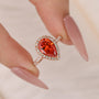 2.2 Carat Simulated Diamond Pear Cut Red Stone Halo Engagement Ring - louilyjewelry