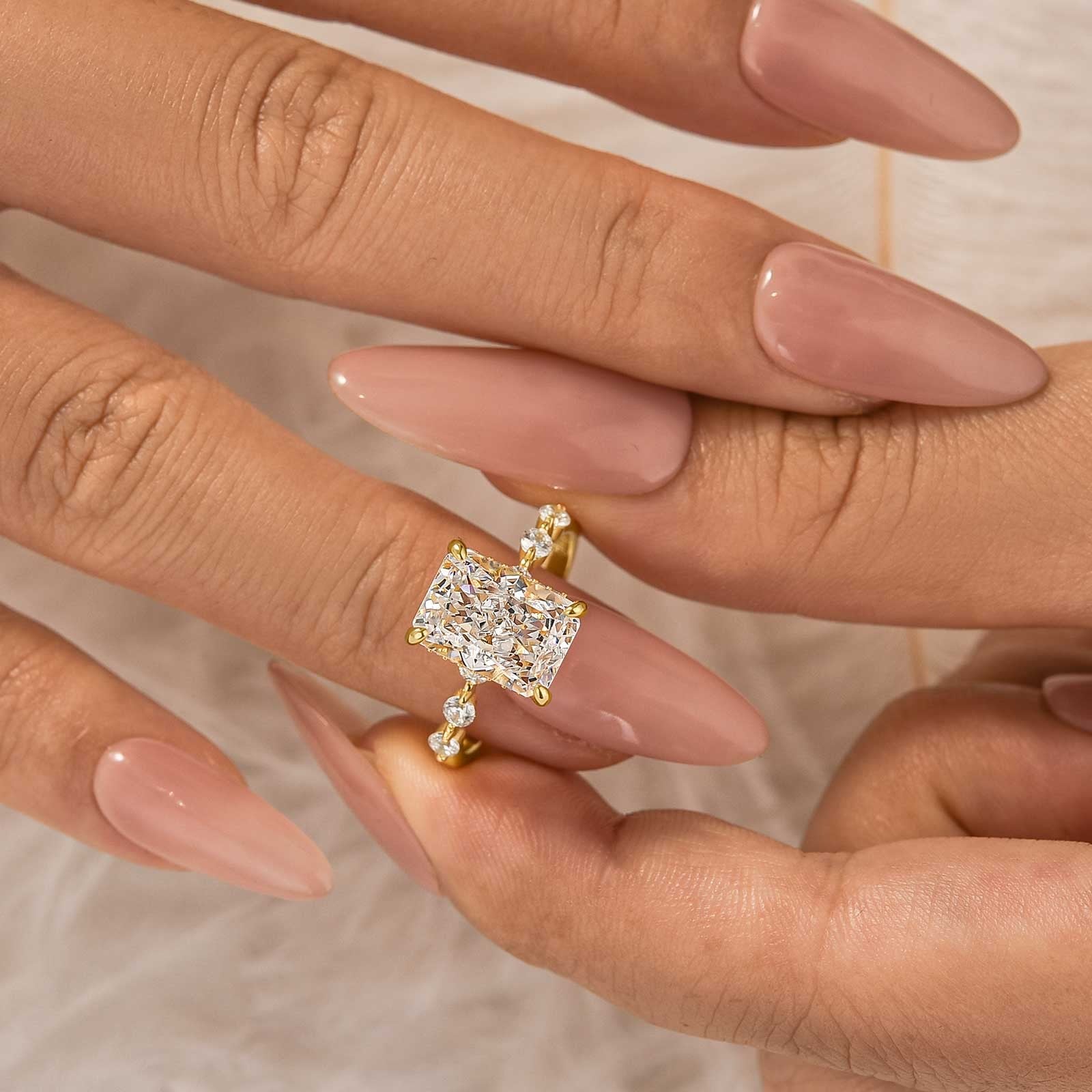 3.5Ct Radiant Cut Engagement Ring Travel Ring For Her In Sterling Silver