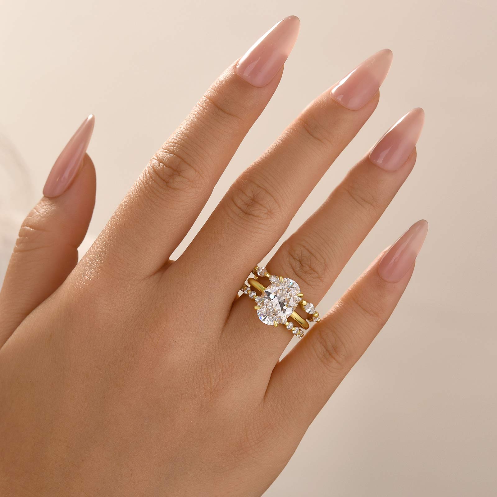 3PC 4.5Ct Oval Cut Wedding Ring Set Travel Rings In Sterling Silver