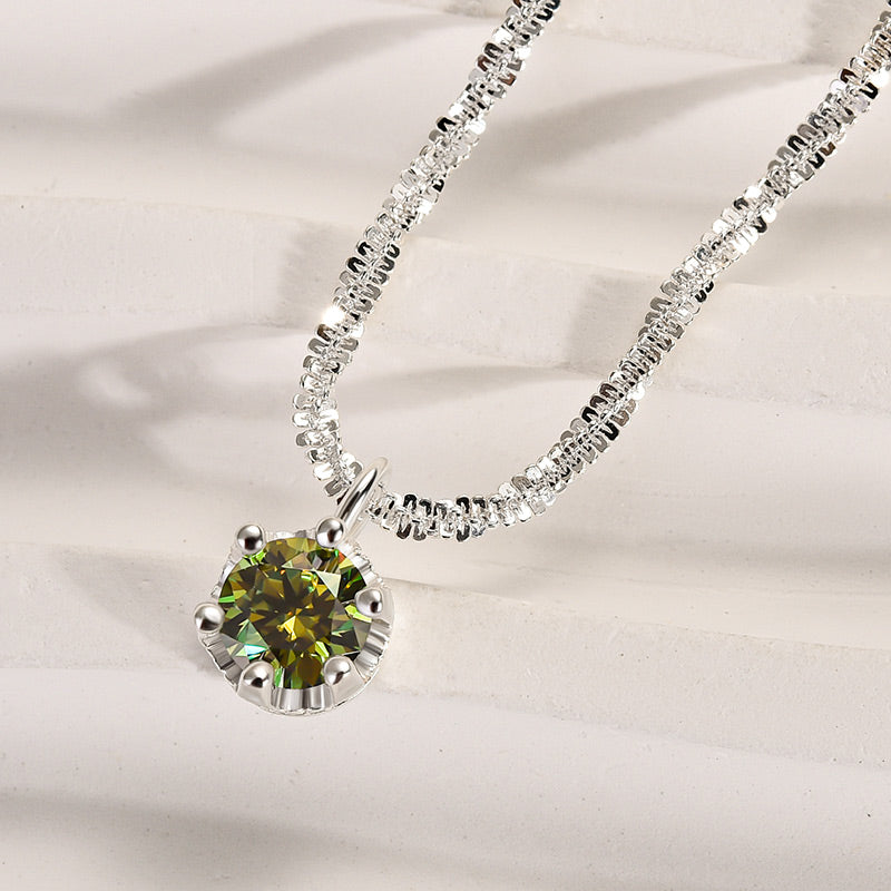 Louily Moissanite Starry Sky Sparkling Round Cut Pendant Necklace - louilyjewelry