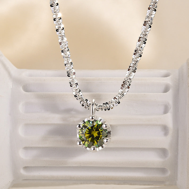 Louily Moissanite Starry Sky Sparkling Round Cut Pendant Necklace - louilyjewelry