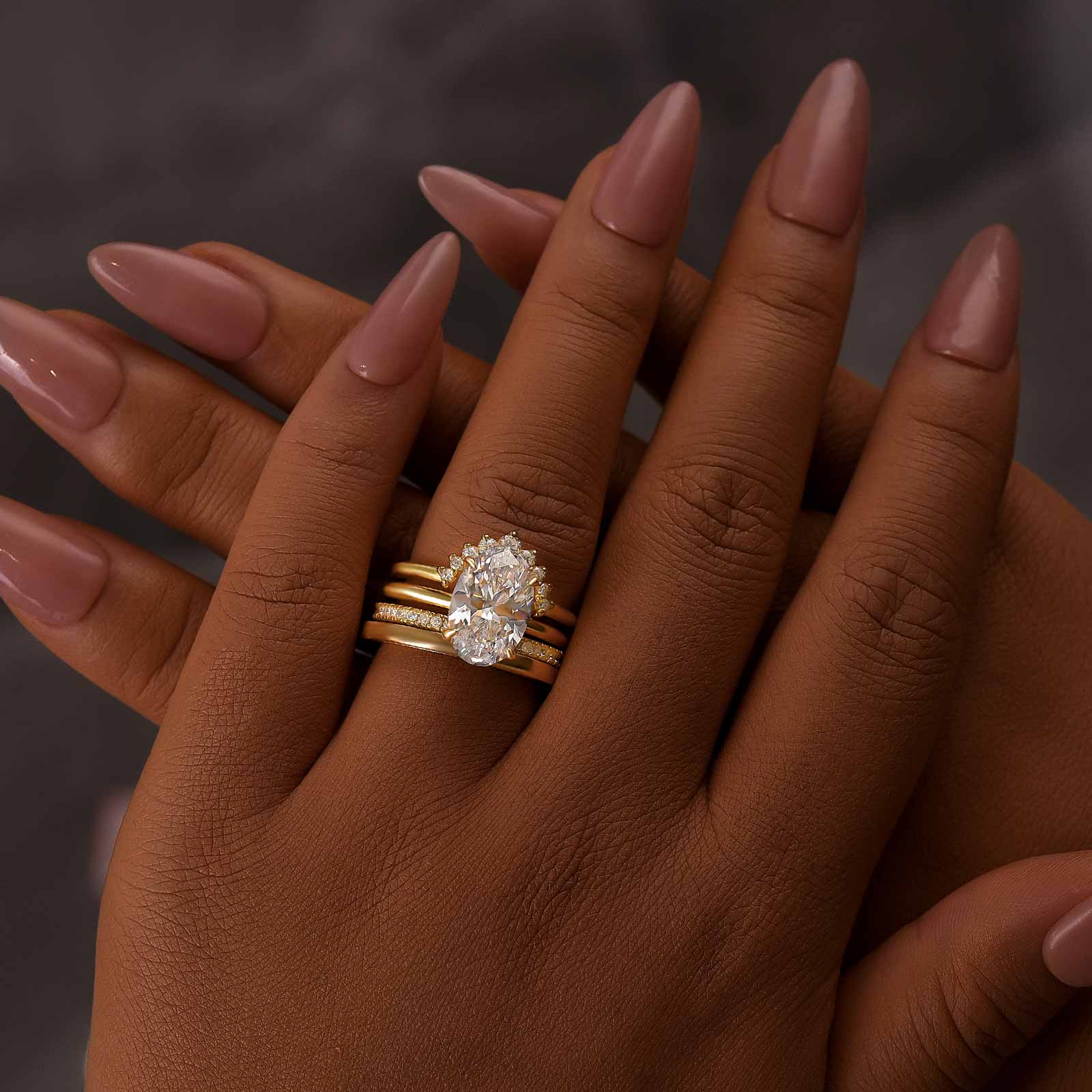 4PC Vintage 4.0Ct Oval Cut Wedding Ring Set Travel Rings