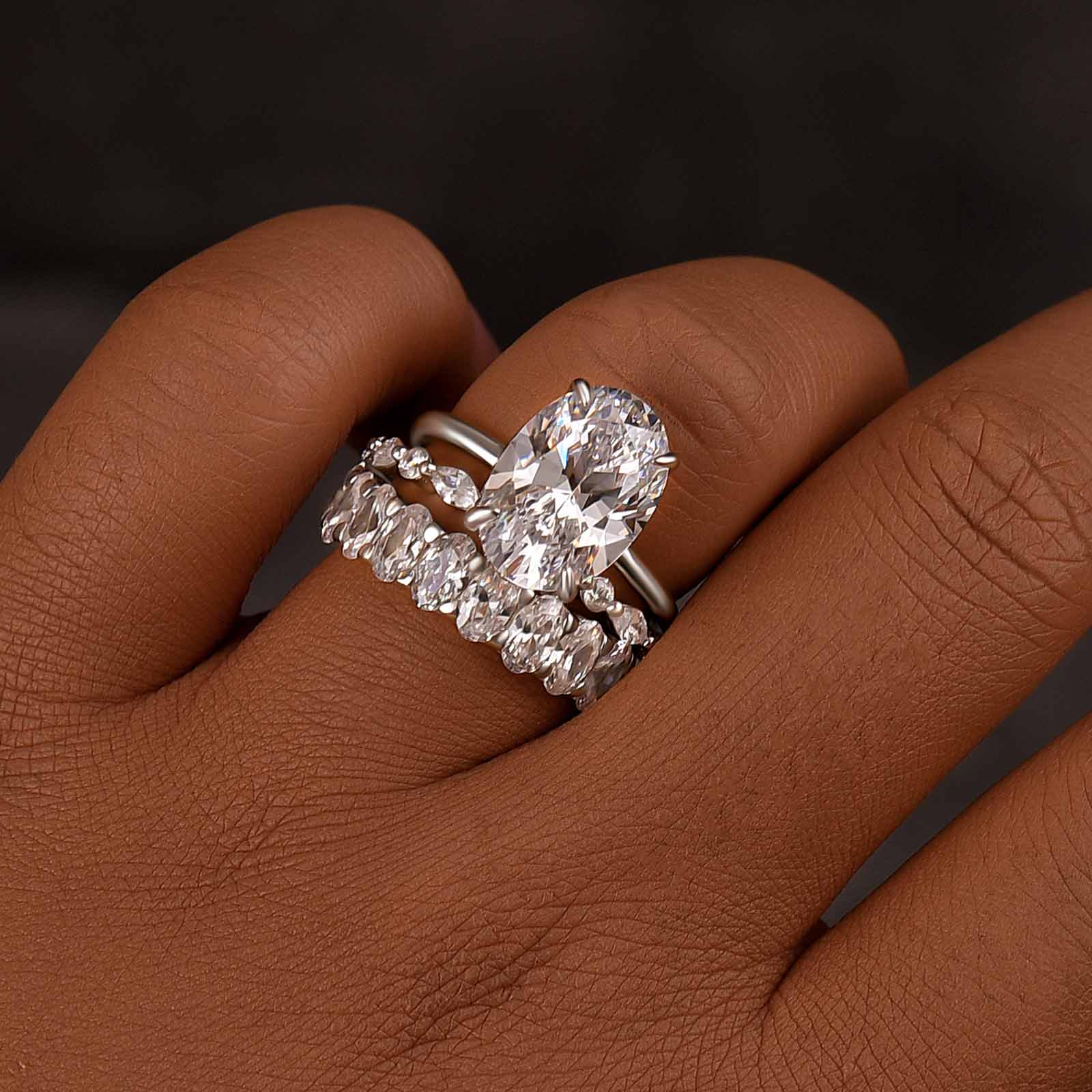 Elegant 5.5Ct Oval Cut Solitaire Wedding Ring Set with Round & Marquise Accent Bands