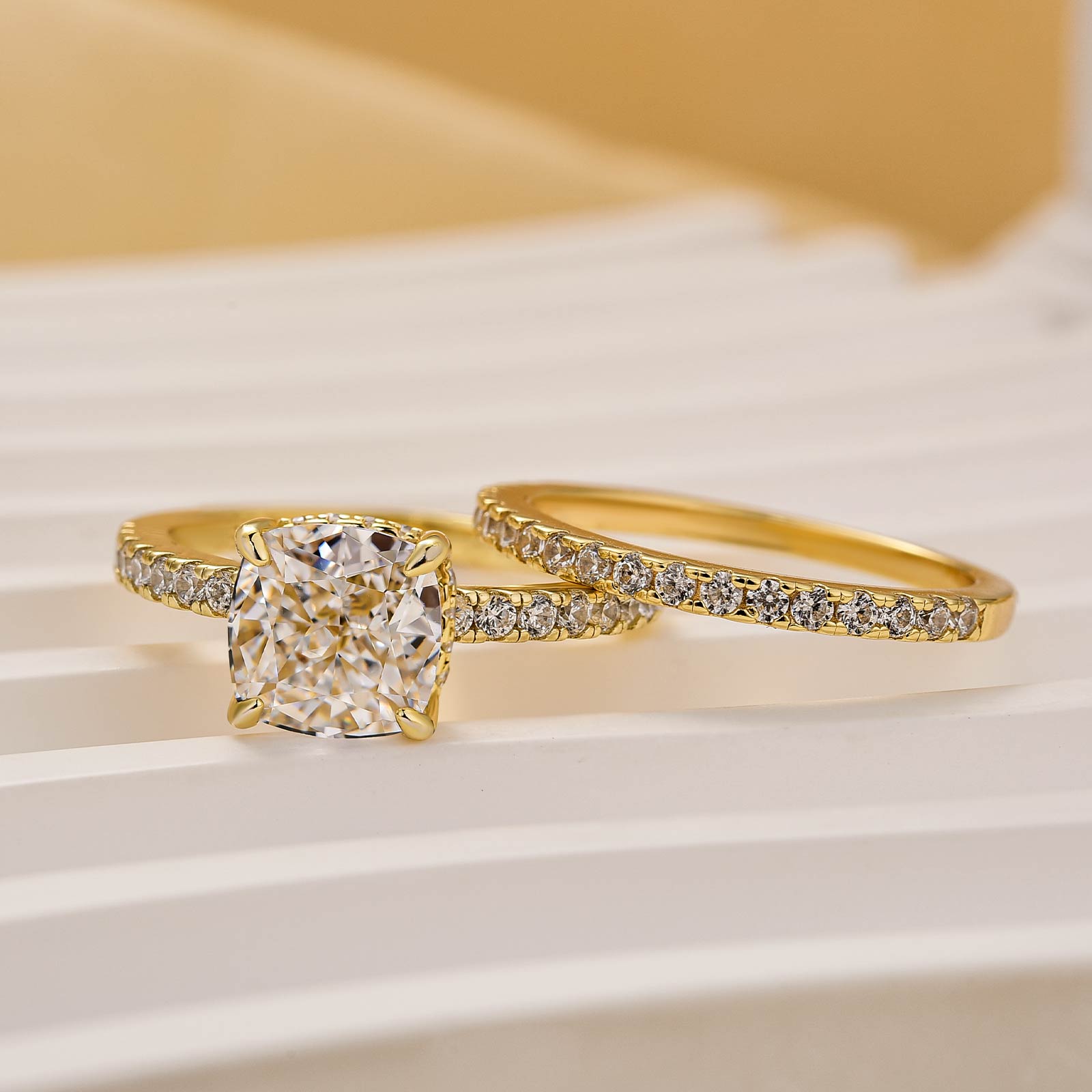 Louily Exquisite Cushion Cut Wedding Ring Set For Women In Sterling Silver