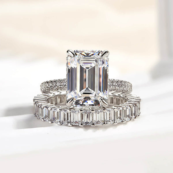 Louily Chic Emerald Cut Wedding Set For Women