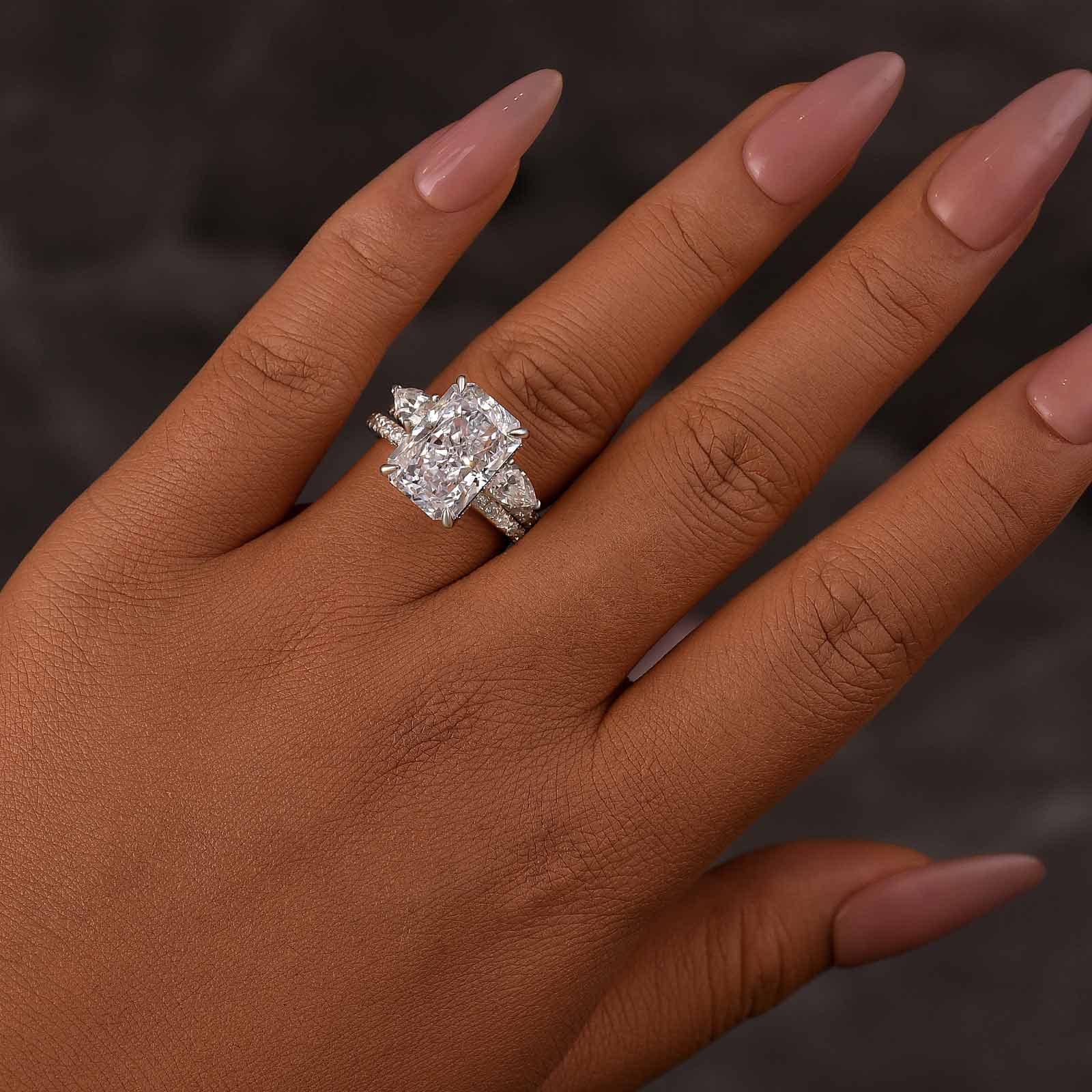 Unique 7.0Ct Radiant Cut Insert Wedding Ring Set For Women In Sterling Silver