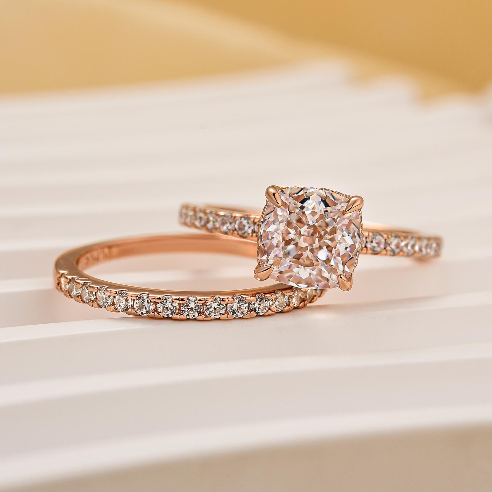 Louily Exquisite Cushion Cut Wedding Ring Set For Women In Sterling Silver