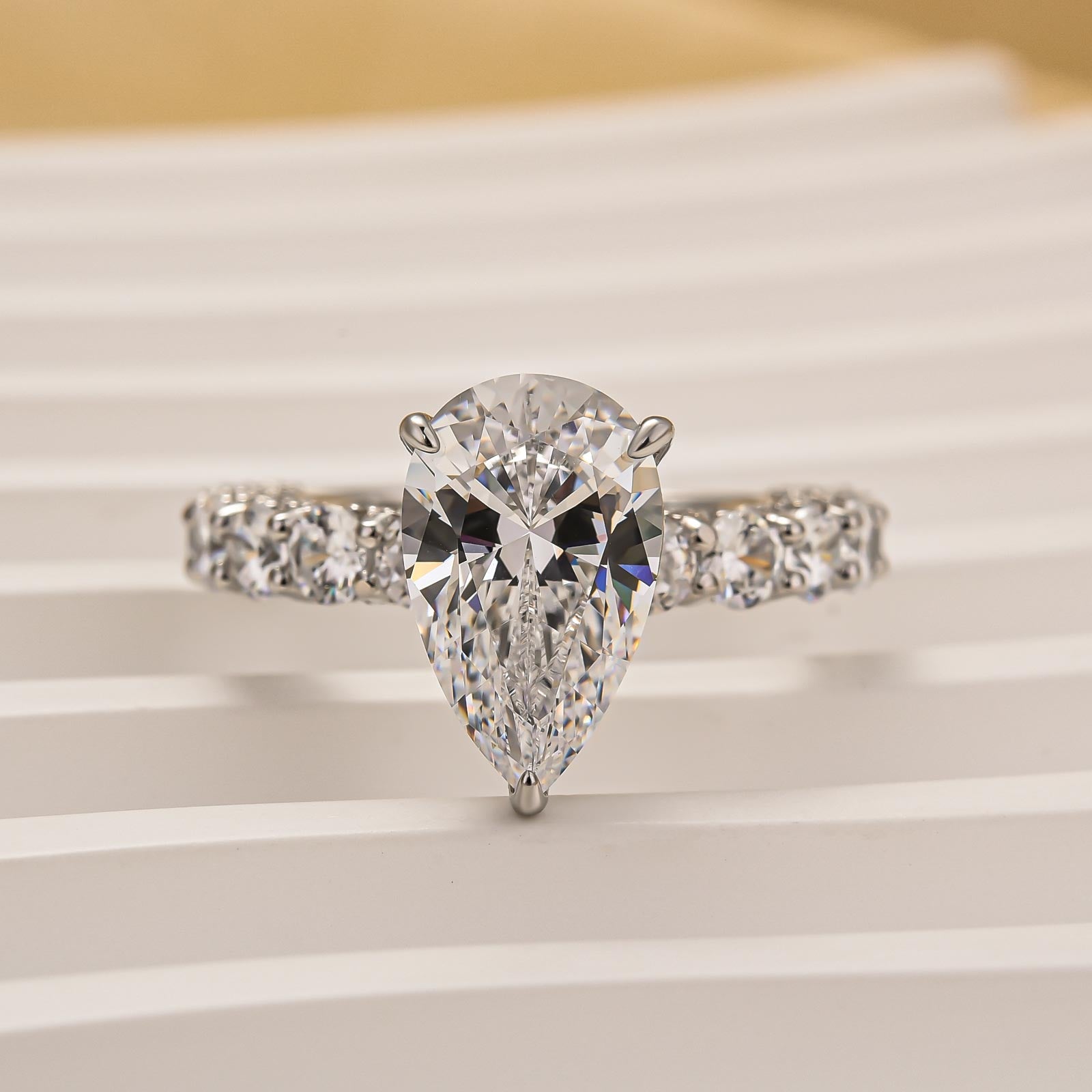 Louily Luxurious Pear Cut Engagement Ring In Sterling Silver