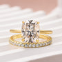 Moissanite 4.0 Ct Solitaire Cushion Cut Yellow Gold Wedding Ring Set - louilyjewelry