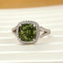 Louily Vintage Green Stone Split Shank Cushion Cut Engagement Ring - louilyjewelry
