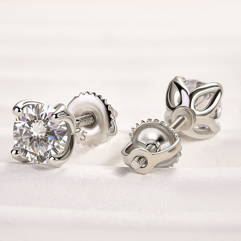 Louily Stunning White Gold Round Cut Earrings In Sterling Silver - louilyjewelry