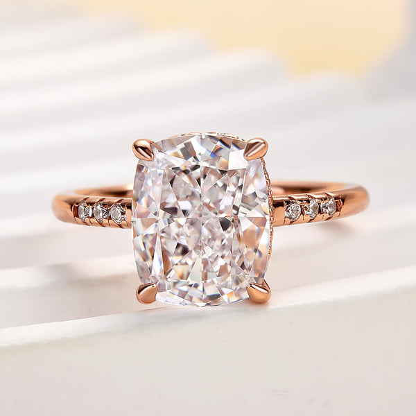 Louily Lovely Rose Gold Cushion Cut Engagement Ring