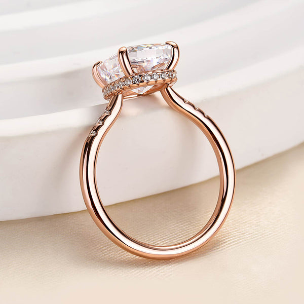 Louily Lovely Rose Gold Cushion Cut Engagement Ring