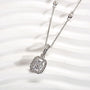 Louily Ice Cushion Cut White Stone with Necklace In Sterling Silver - louilyjewelry
